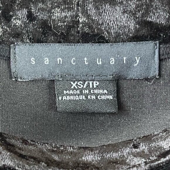 SANCTUARY Choker Neck Black Velvet Top Women’s XS goth grunge bell sleeve - Picture 7 of 9